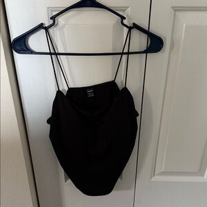 SHEIN Black Ruffle Spaghetti Strap Top